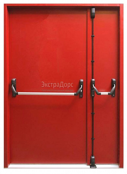 Противопожарная дверь EI 60 дымогазонепроницаемая красная с антипаникой в Ступино  купить