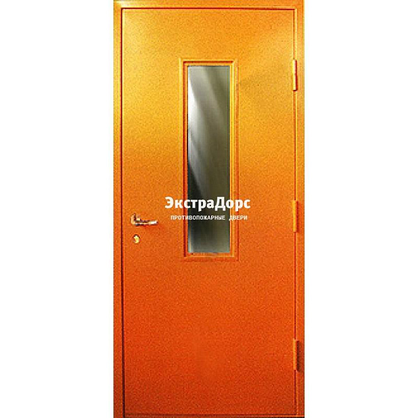 Противопожарная дверь анти-дым оранжевая со стеклом в Ступино  купить
