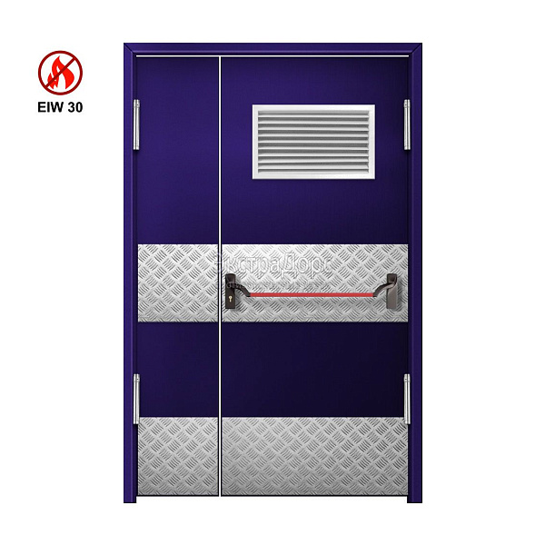 Маятниковая противопожарная дверь глухая EIW 30 ДГ-EIW30 с решеткой ДП33