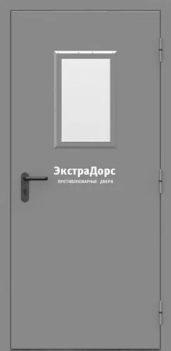 Противопожарная дверь серая с остеклением 25
