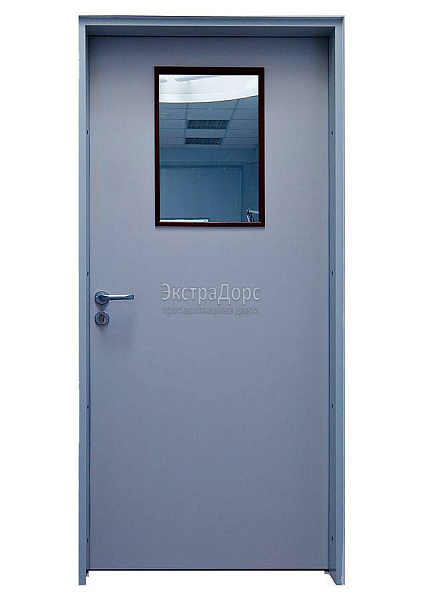 Дверь противопожарная металлическая однопольная EI 30 газодымонепроницаемая со стеклом в Ступино  купить