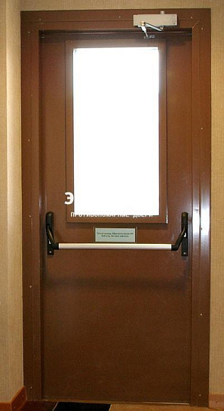 Противопожарная дверь EI 30 с антипаникой и стеклом в Ступино  купить